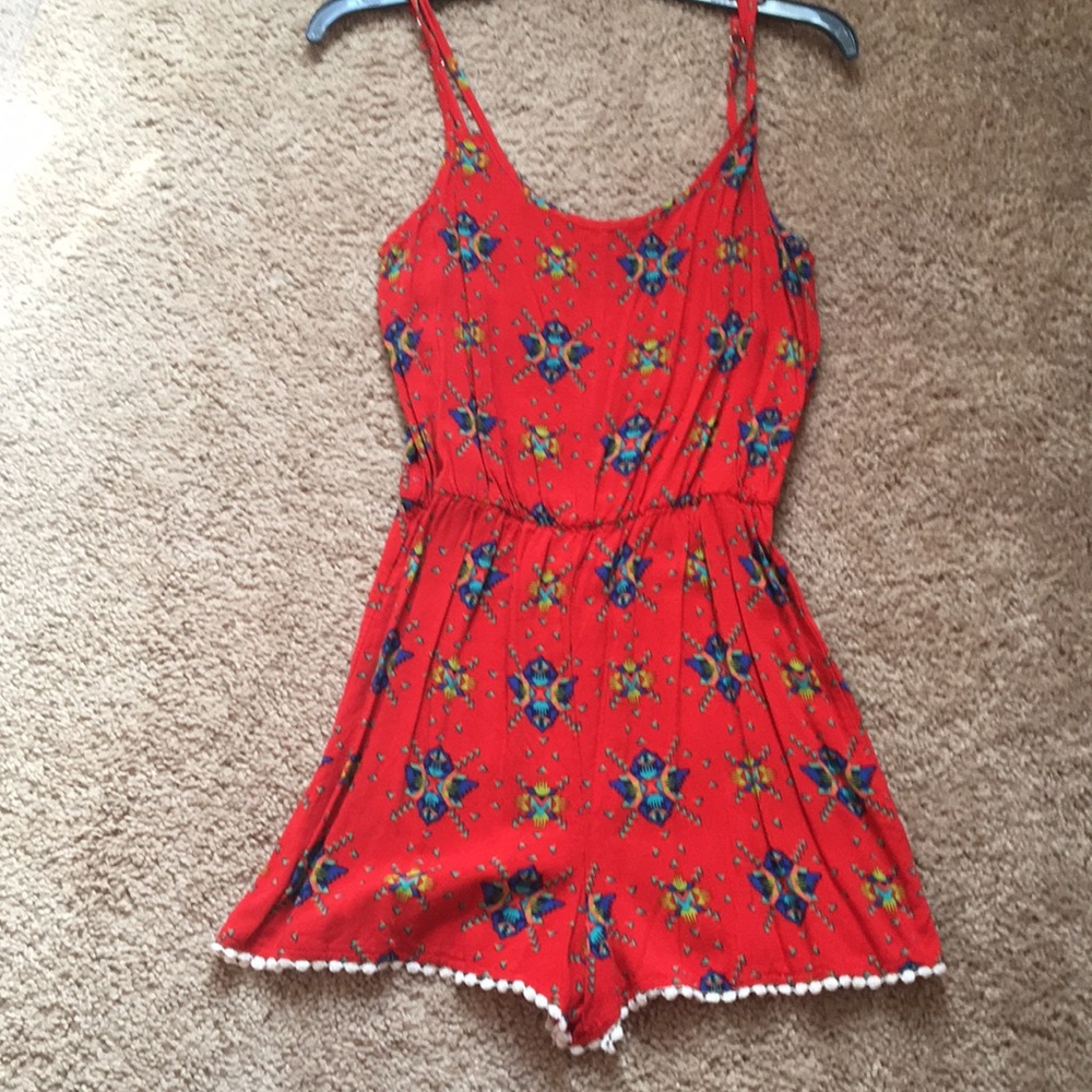 Red printed romper
